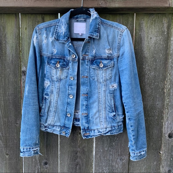 Distressed and Ripped Denim Jacket - Picture 1 of 4